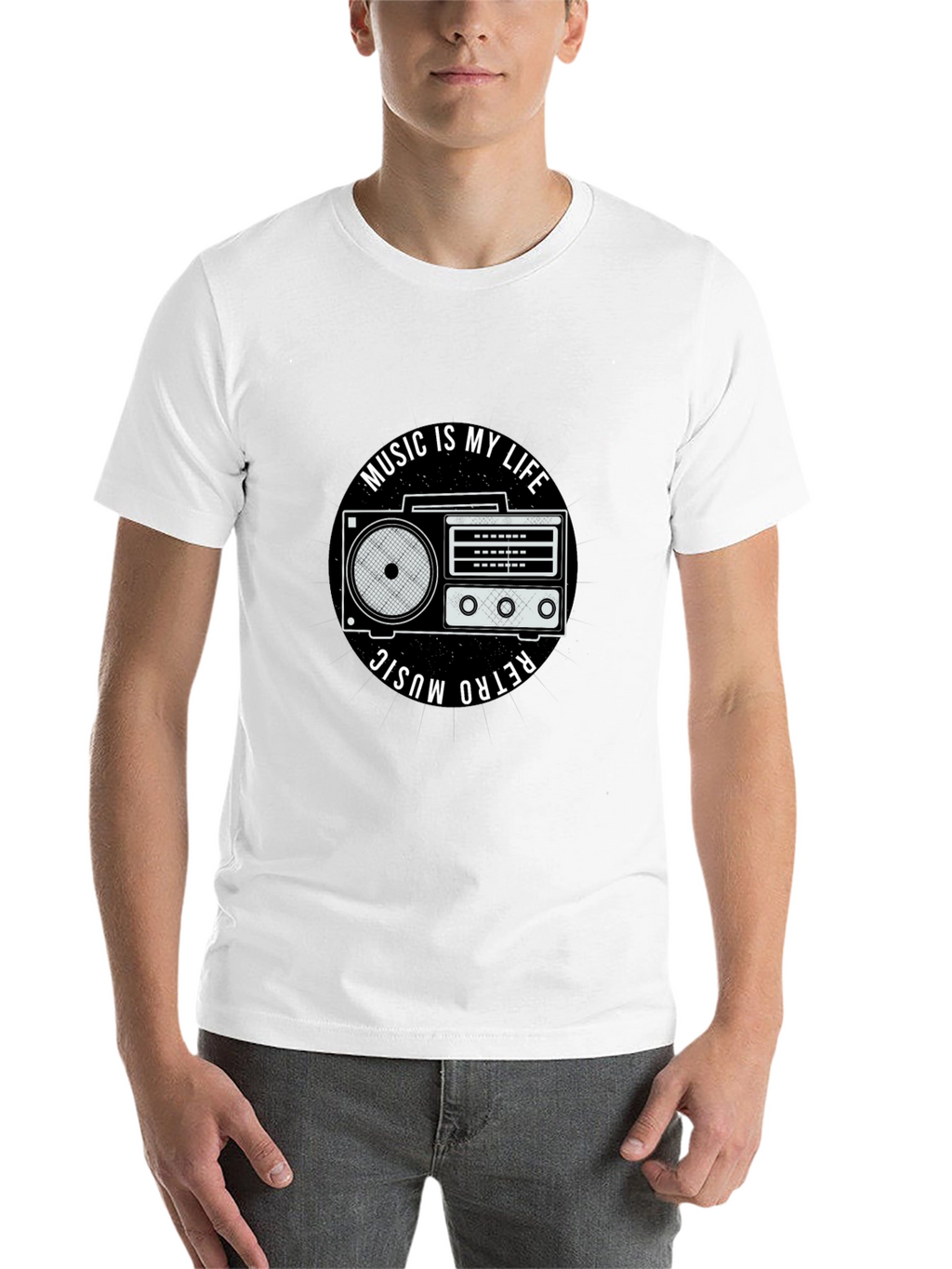 Retro Music is My Life Black Graphic Tee