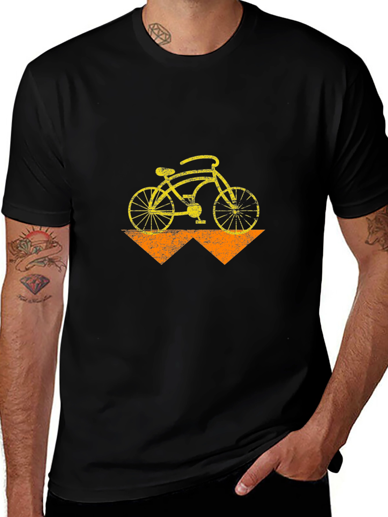 Vintage Bike Graphic Tee - Black Cotton Blend