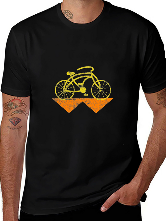 Vintage Bike Graphic Tee - Black Cotton Blend