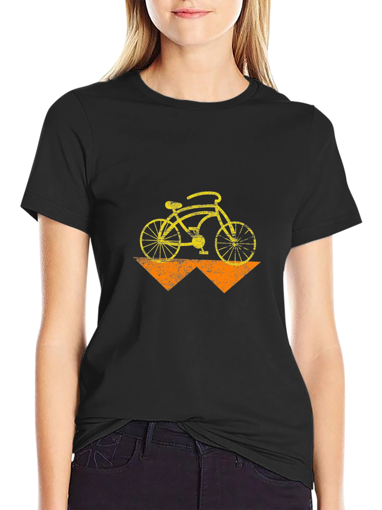 Vintage Bike Graphic Tee - Black Cotton Blend
