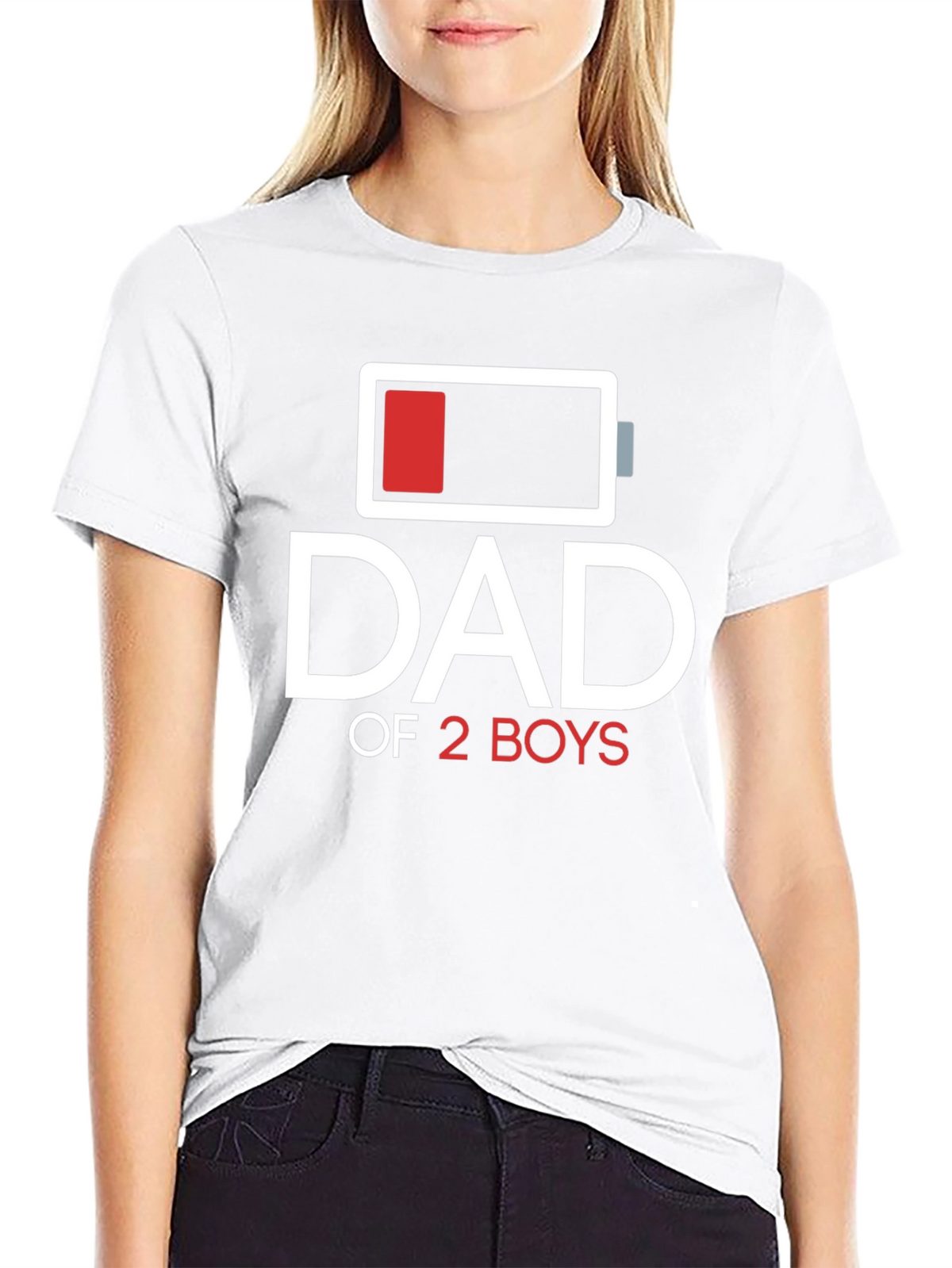 Dad of 2 Boys Low Battery Graphic T-Shirt