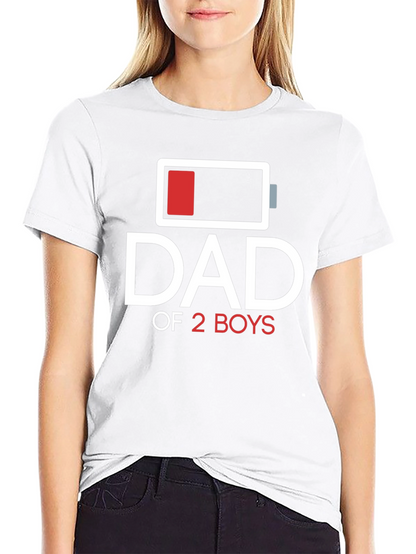 Dad of 2 Boys Low Battery Graphic T-Shirt