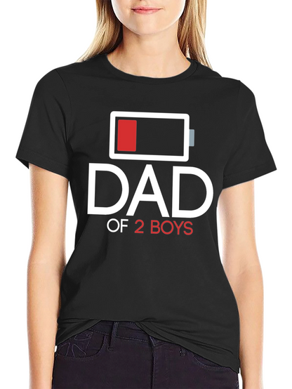 Dad of 2 Boys Low Battery Graphic T-Shirt