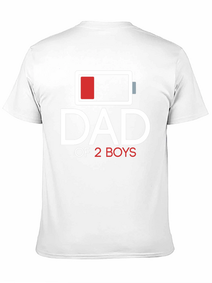 Dad of 2 Boys Low Battery Graphic T-Shirt