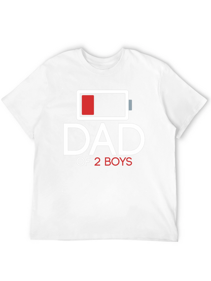 Dad of 2 Boys Low Battery Graphic T-Shirt