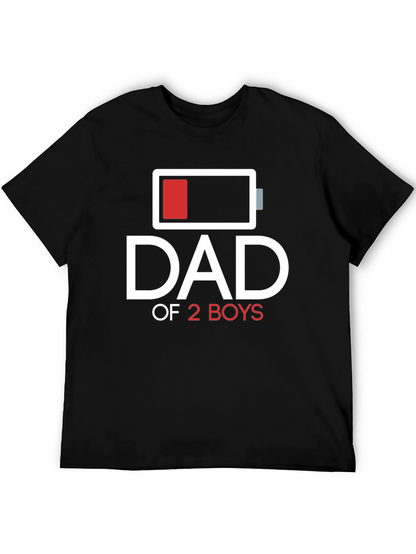 Dad of 2 Boys Low Battery Graphic T-Shirt