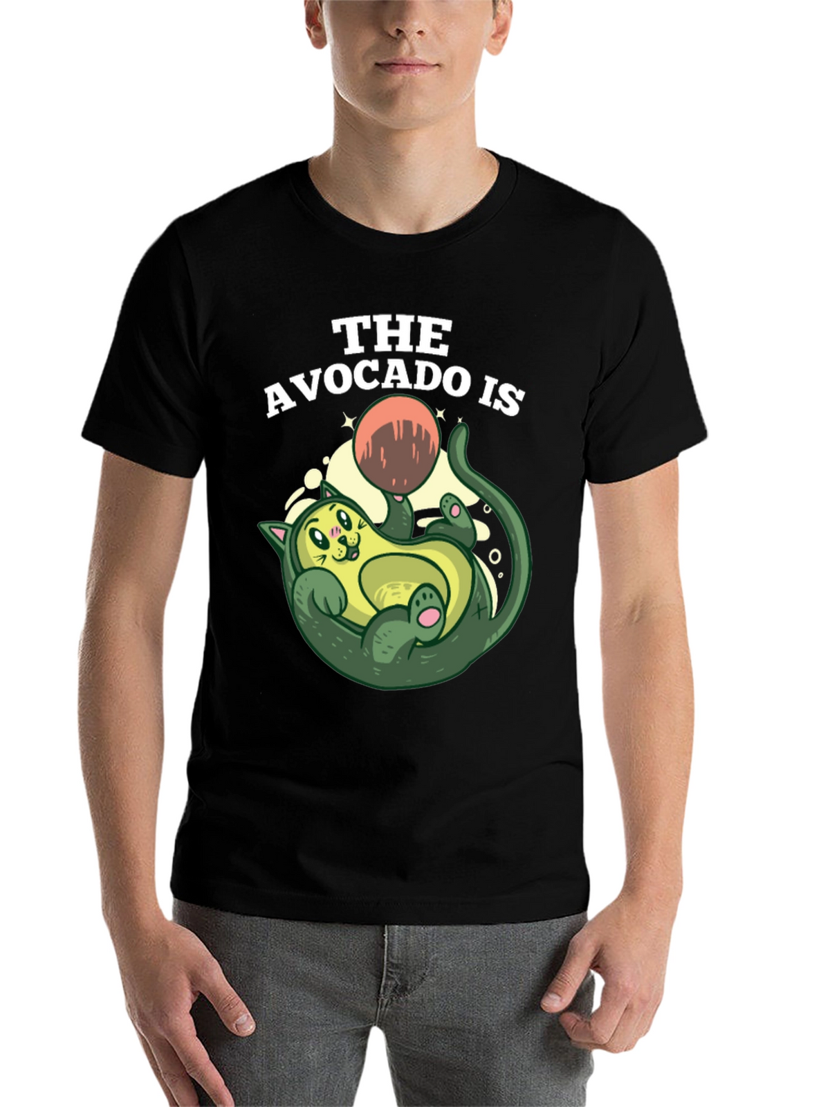 Avocado Cat Graphic Tee - Fun Novelty Shirt