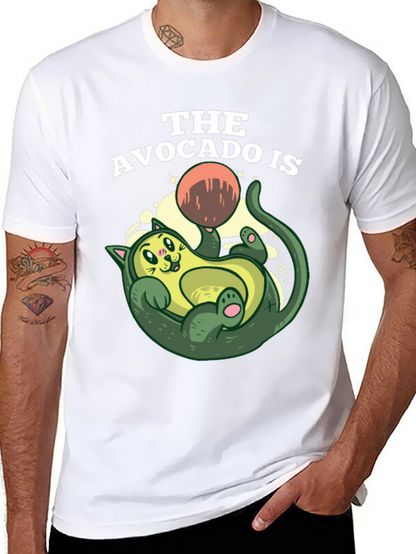 Avocado Cat Graphic Tee - Fun Novelty Shirt