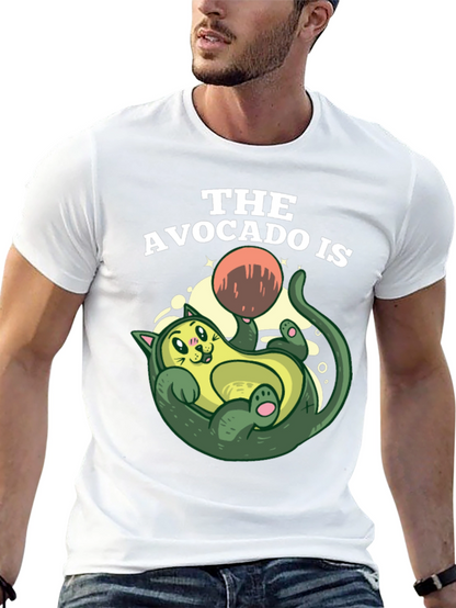 Avocado Cat Graphic Tee - Fun Novelty Shirt