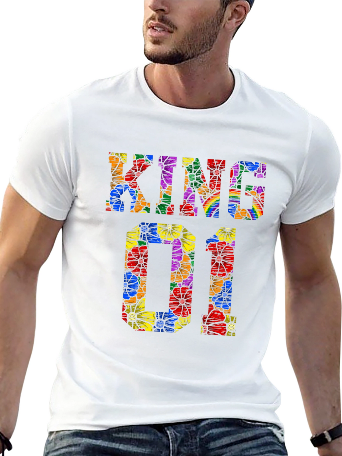 Kind 01 Floral Print Black T-Shirt