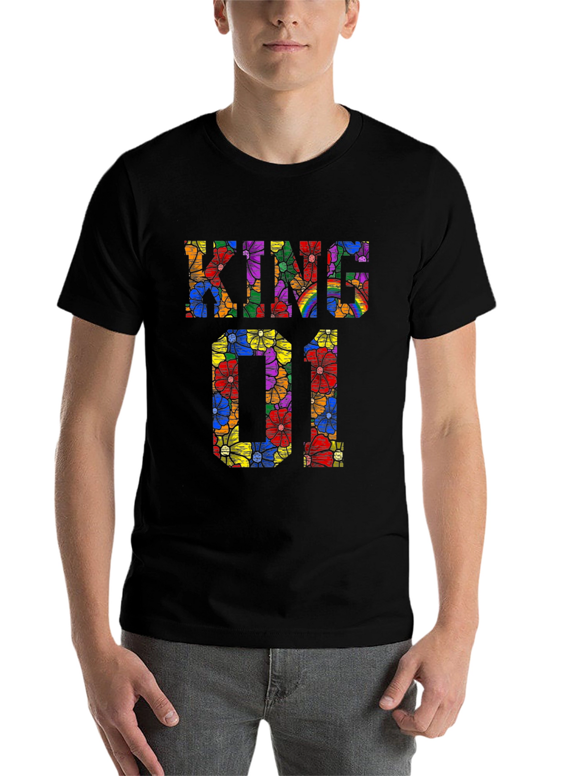 Kind 01 Floral Print Black T-Shirt