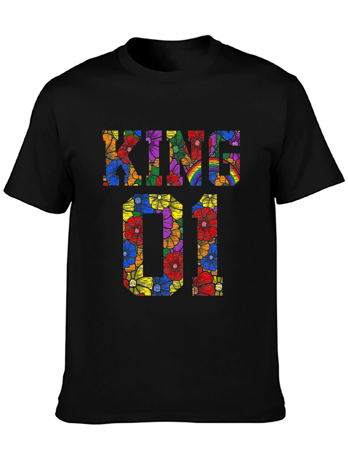 Kind 01 Floral Print Black T-Shirt