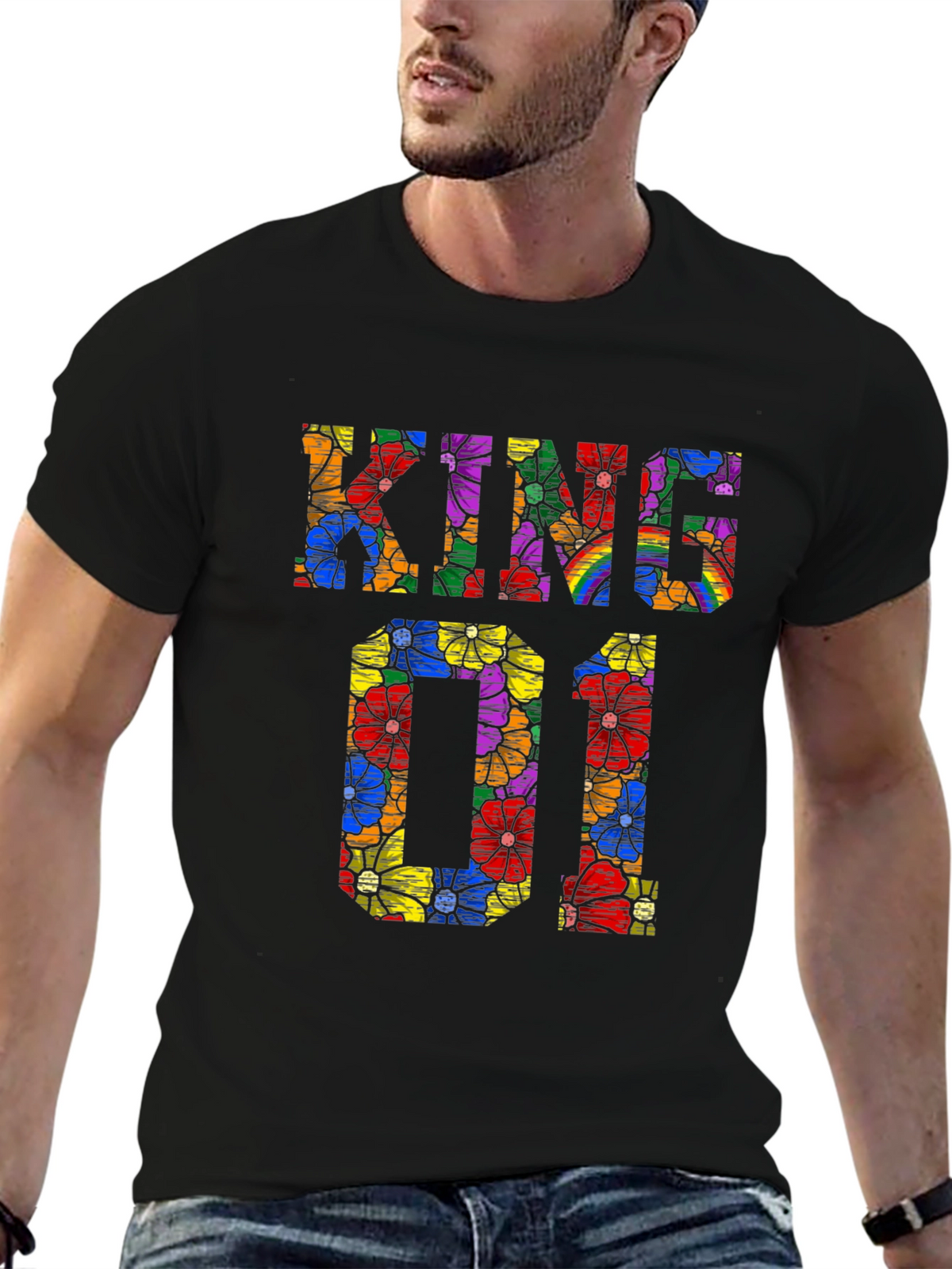 Kind 01 Floral Print Black T-Shirt