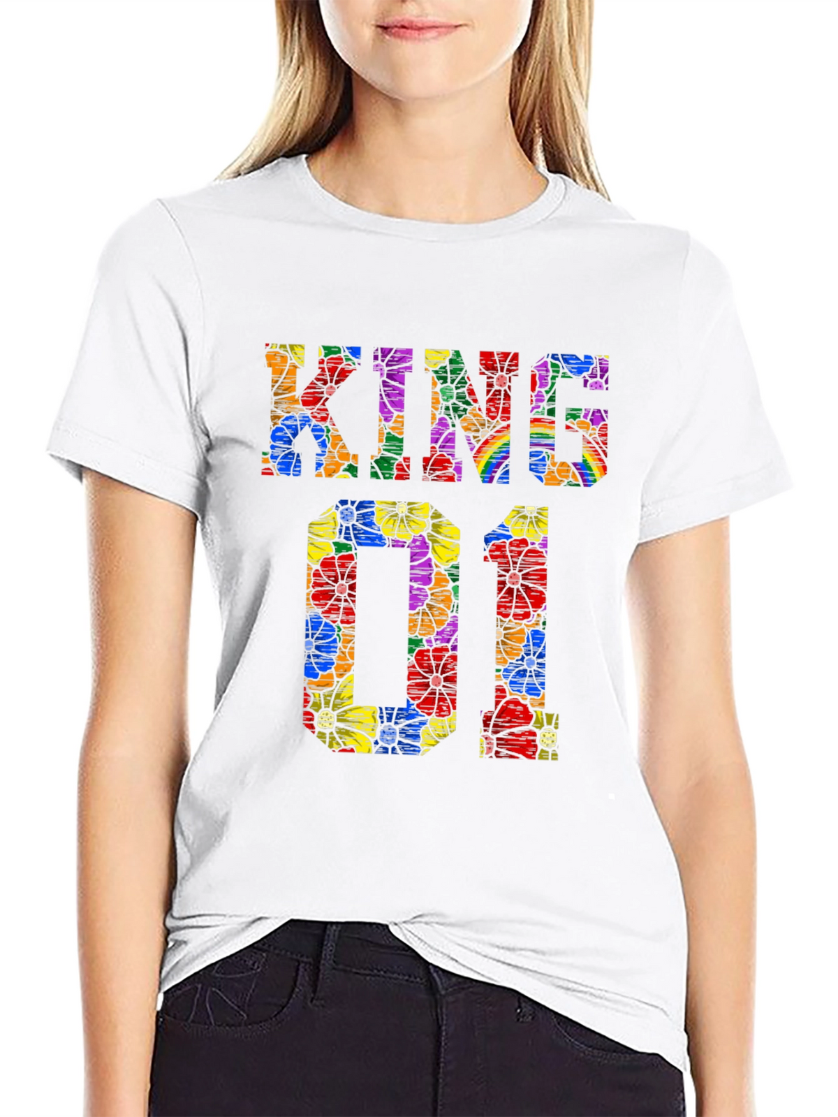 Kind 01 Floral Print Black T-Shirt