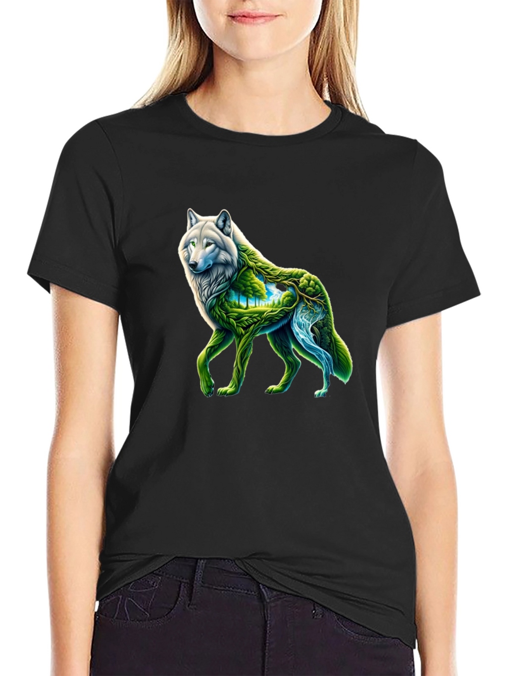 Nature Wolf Graphic Tee - Black T-Shirt