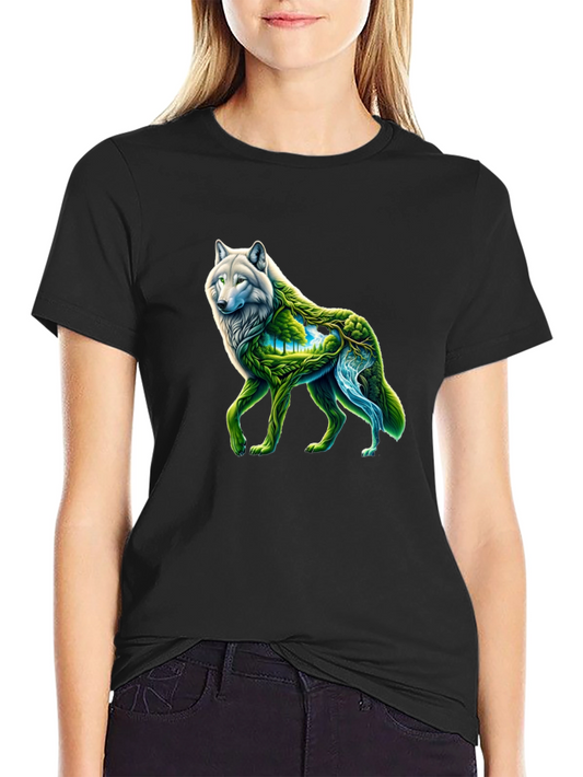 Nature Wolf Graphic Tee - Black T-Shirt