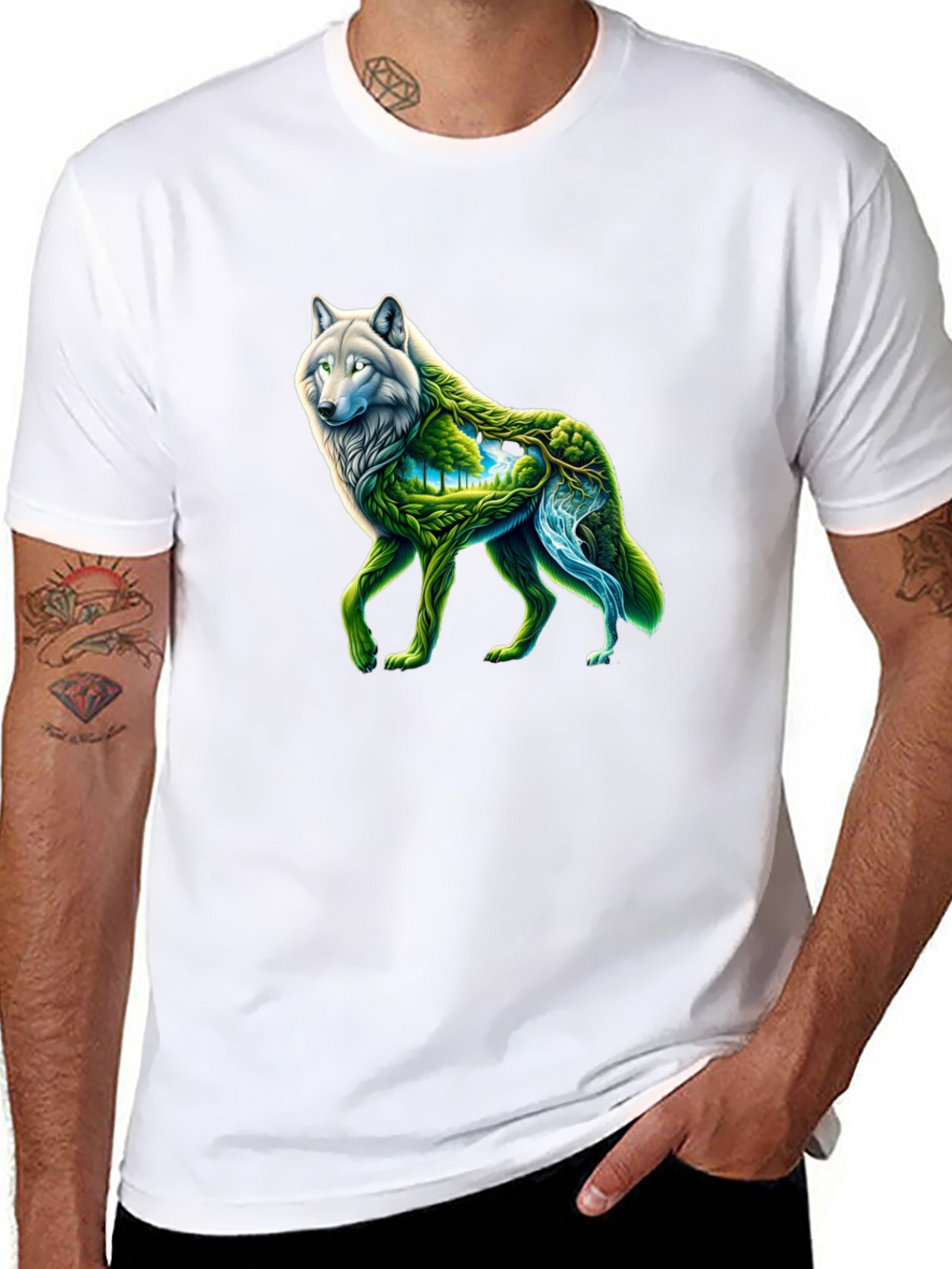 Nature Wolf Graphic Tee - Black T-Shirt