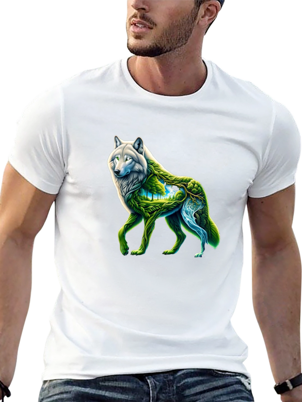 Nature Wolf Graphic Tee - Black T-Shirt