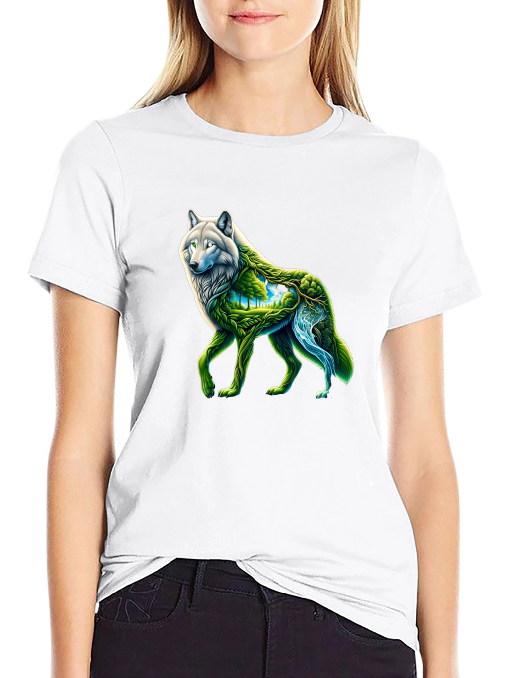 Nature Wolf Graphic Tee - Black T-Shirt