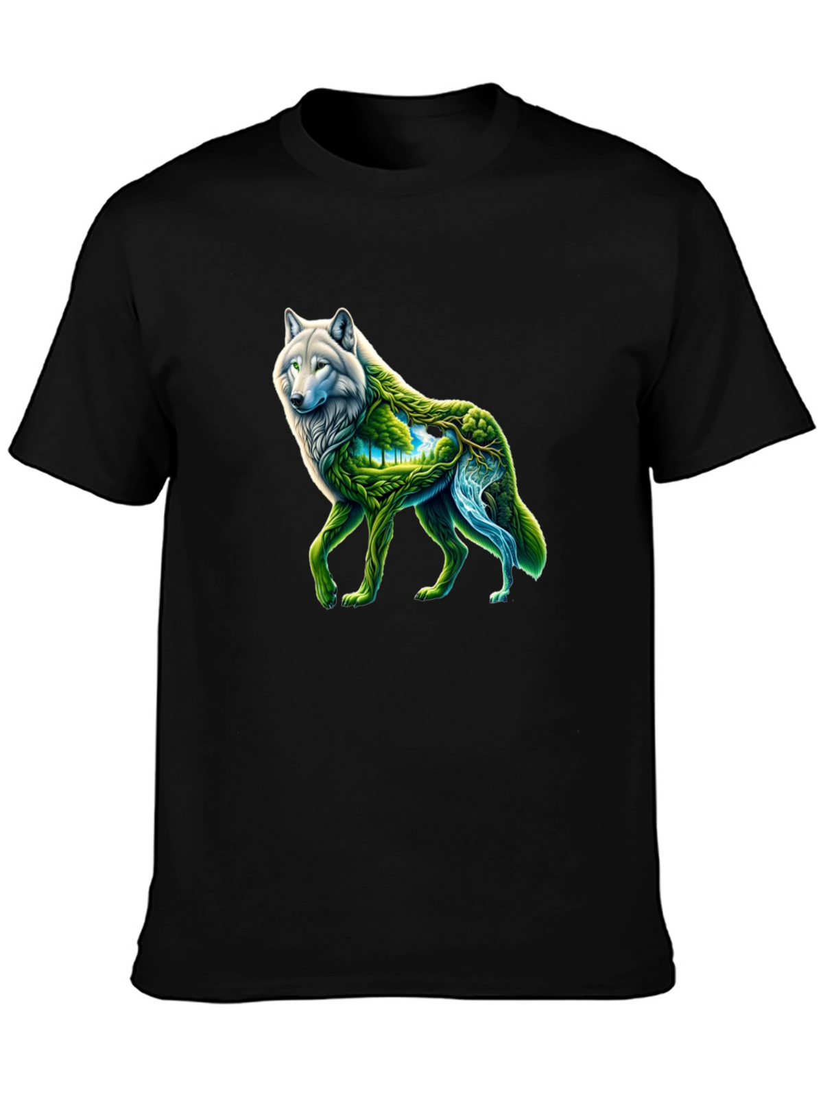 Nature Wolf Graphic Tee - Black T-Shirt
