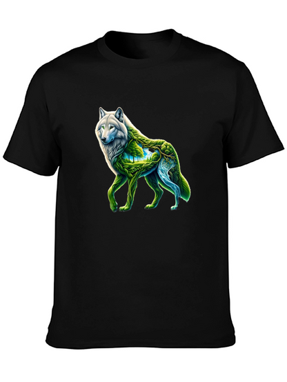 Nature Wolf Graphic Tee - Black T-Shirt