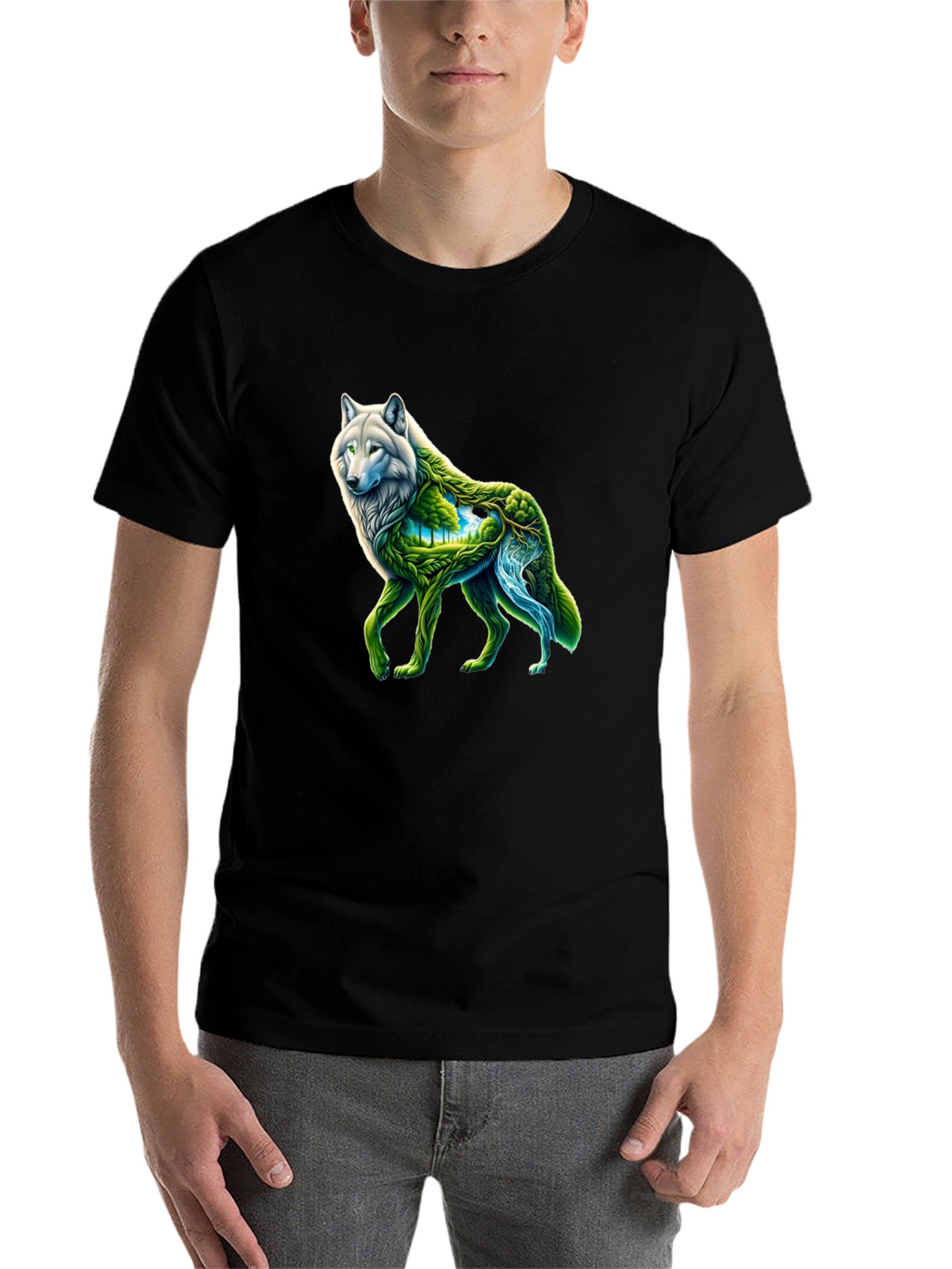 Nature Wolf Graphic Tee - Black T-Shirt