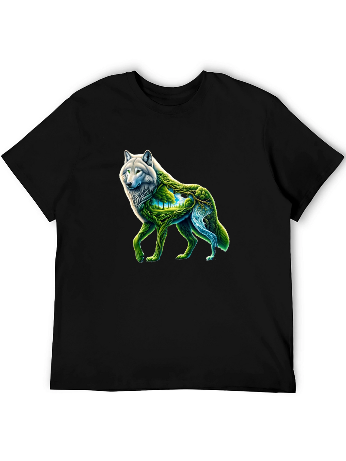 Nature Wolf Graphic Tee - Black T-Shirt