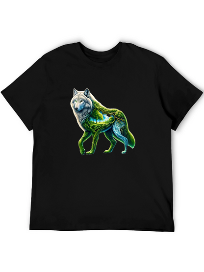 Nature Wolf Graphic Tee - Black T-Shirt