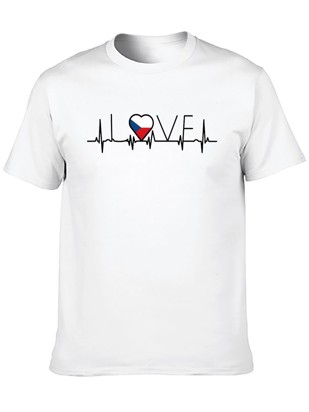 Czech Republic Flag Heartbeat Love Graphic T-Shirt