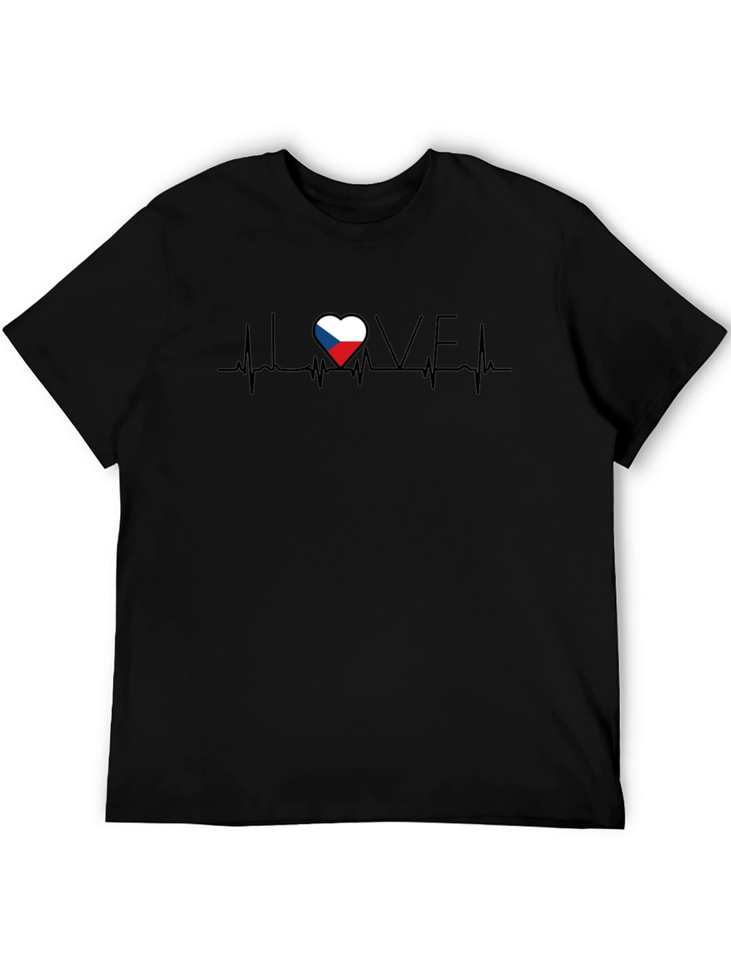 Czech Republic Flag Heartbeat Love Graphic T-Shirt