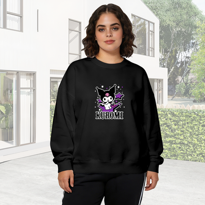 Rock?Style Star Kuromi Statement Black Crewneck Sweatshirt