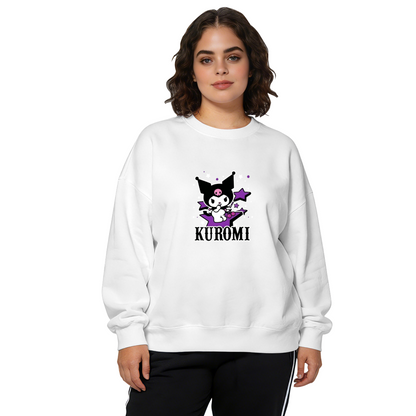 Rock?Style Star Kuromi Statement Black Crewneck Sweatshirt