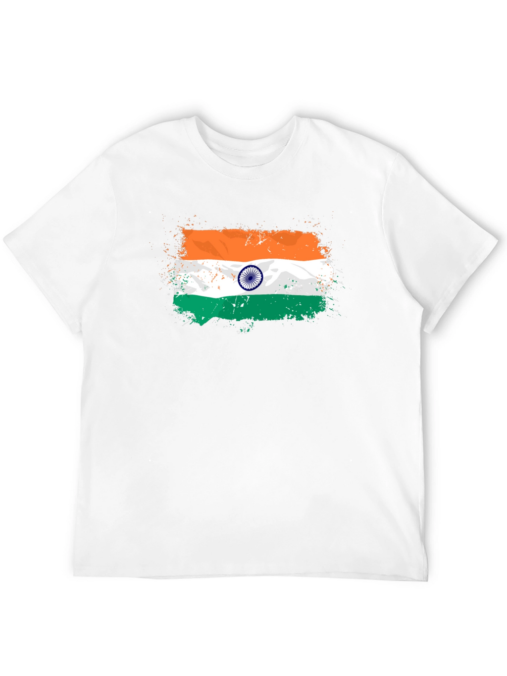India Flag Splatter Tee - Black Graphic T-Shirt