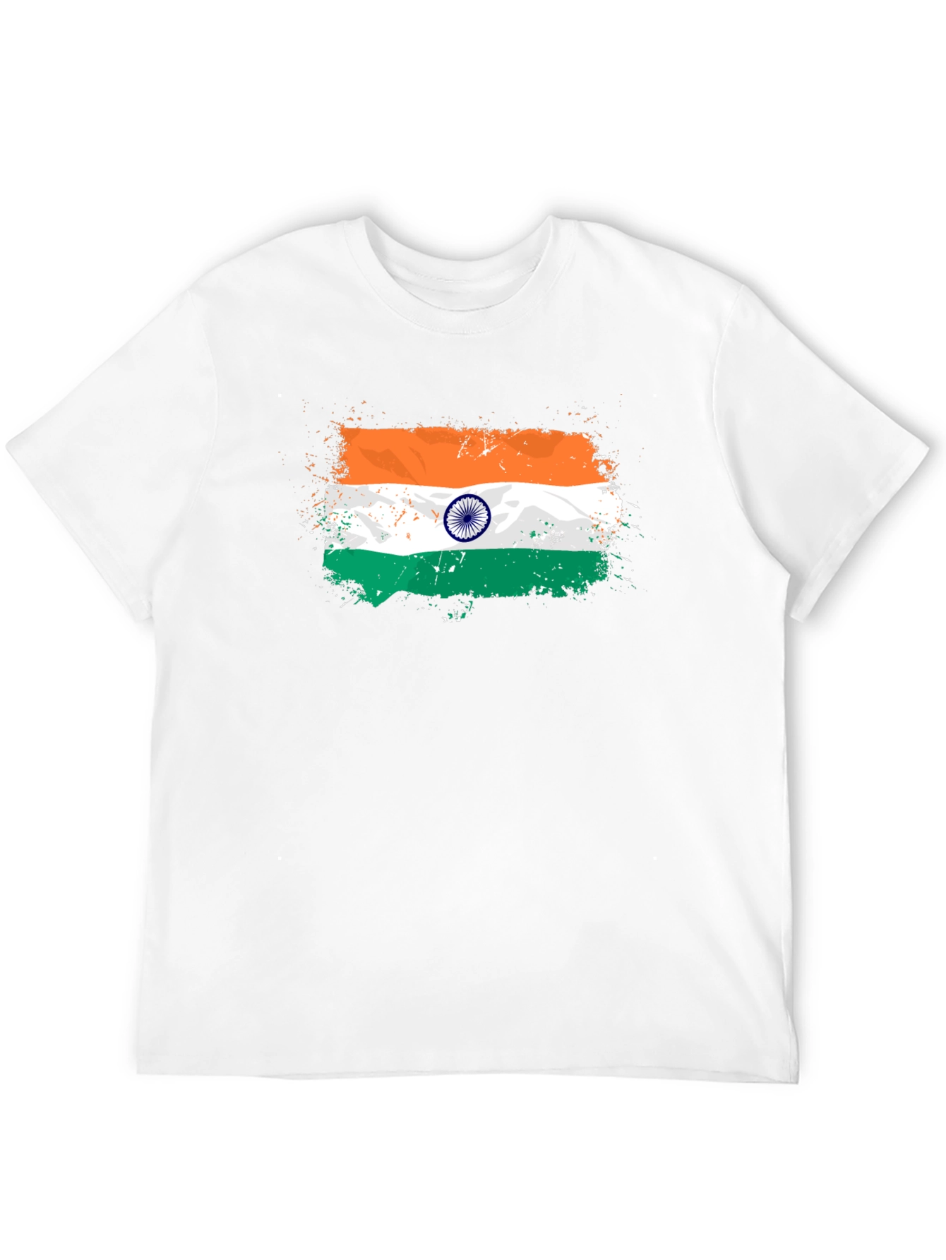 India Flag Splatter Tee - Black Graphic T-Shirt