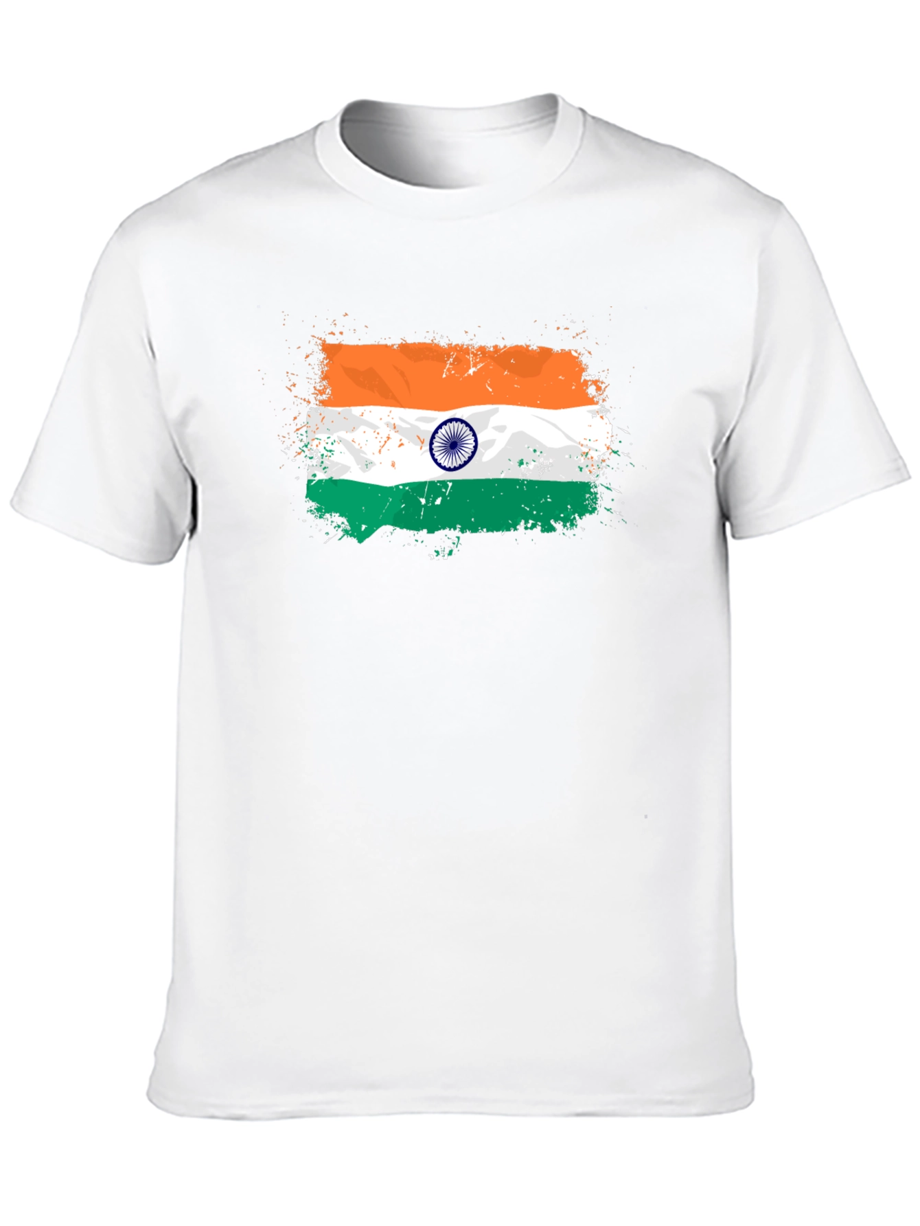 India Flag Splatter Tee - Black Graphic T-Shirt