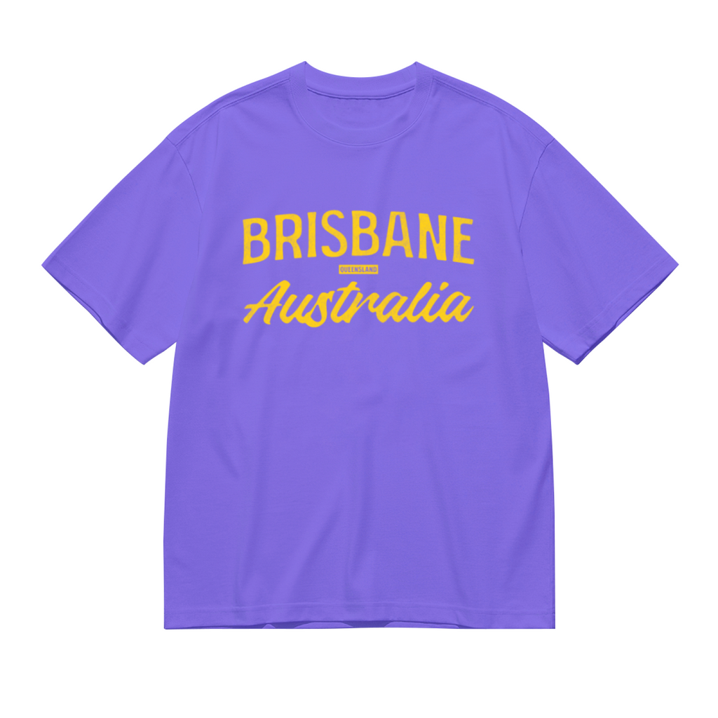 Brisbane Australia Queensland Vintage Script Purple Tee
