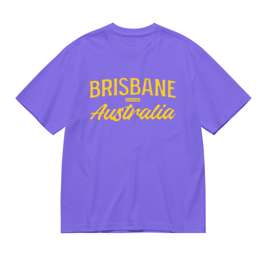 Brisbane Australia Queensland Vintage Script Purple Tee