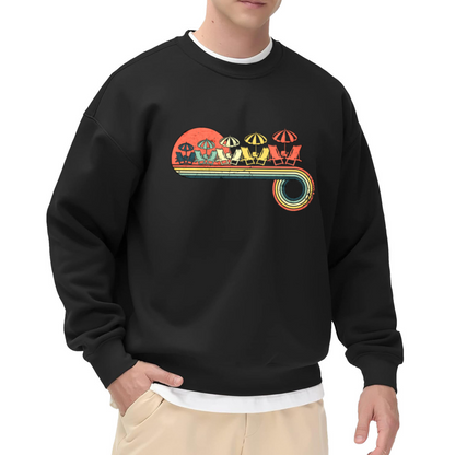 Retro Beach Chairs Summer Crewneck Sweatshirt, Vintage Beach Umbrella Pullover, Vacation Gift