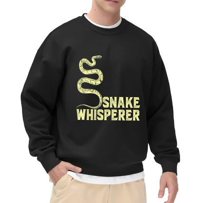 Snake Whisperer Coiled Snake Distressed Crewneck Sweatshirt | Vintage Reptile Humor Graphic Pullover, Snake Lover Gift