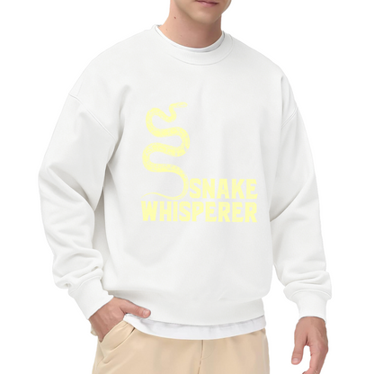 Snake Whisperer Coiled Snake Distressed Crewneck Sweatshirt | Vintage Reptile Humor Graphic Pullover, Snake Lover Gift