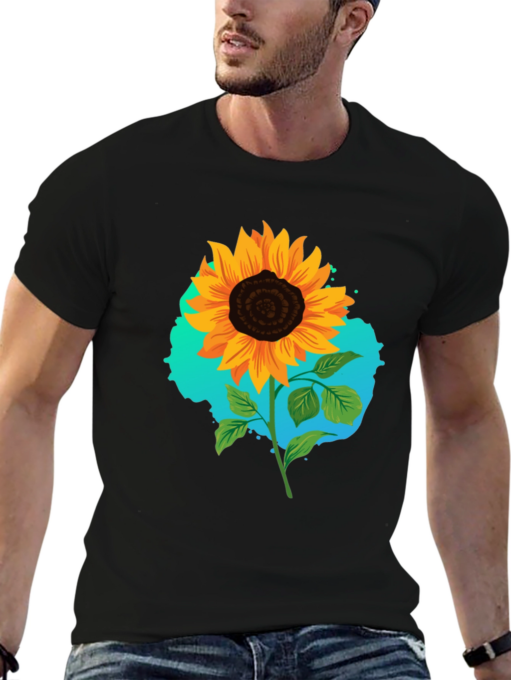 Sunflower Graphic Black T-Shirt