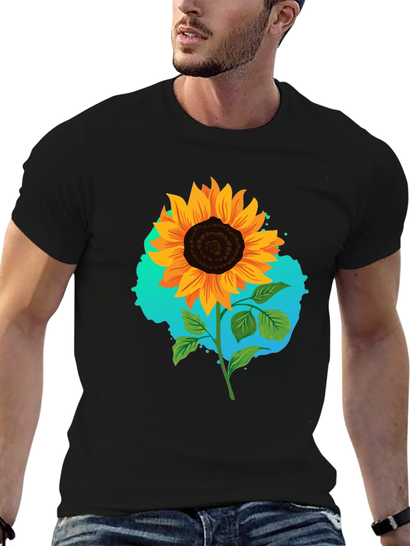 Sunflower Graphic Black T-Shirt