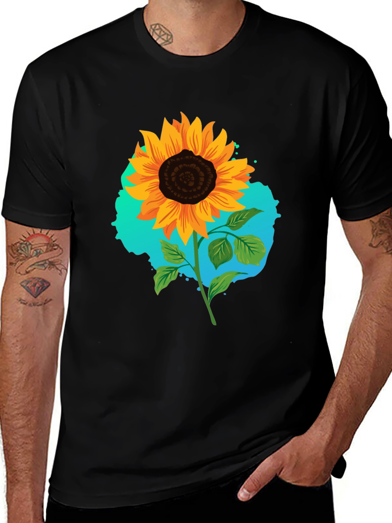 Sunflower Graphic Black T-Shirt