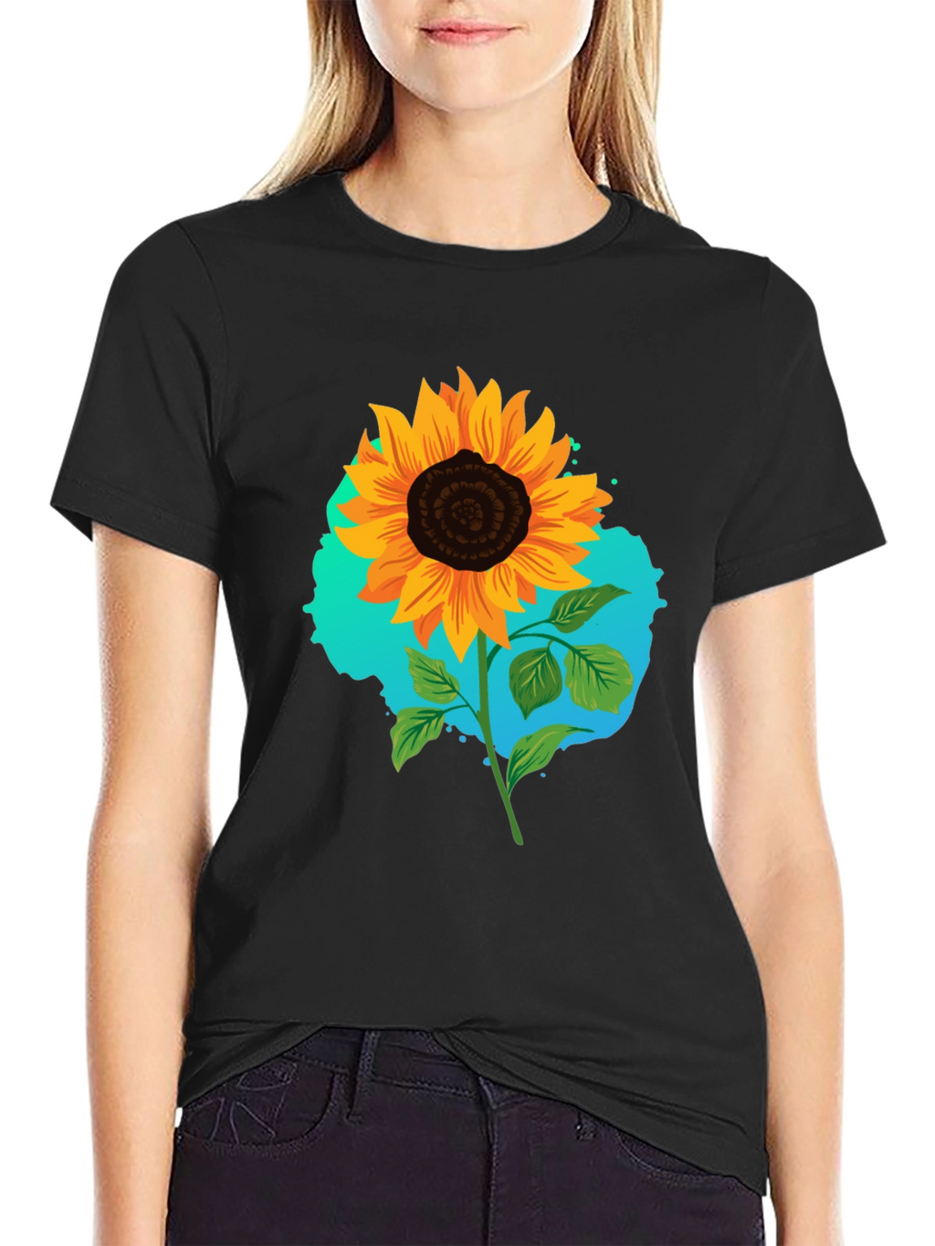 Sunflower Graphic Black T-Shirt
