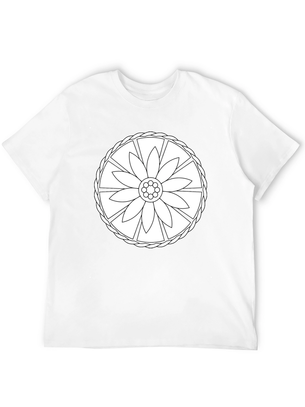 Black Tee with Floral Wheel Design