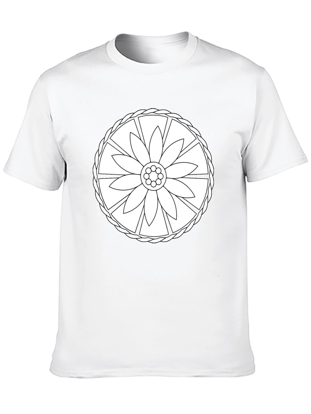 Black Tee with Floral Wheel Design