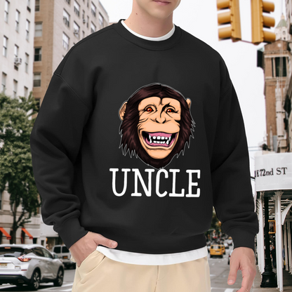 Funny Uncle Gorilla Crewneck Sweatshirt, Cartoon Monkey Graphic Pullover, Uncle Gift