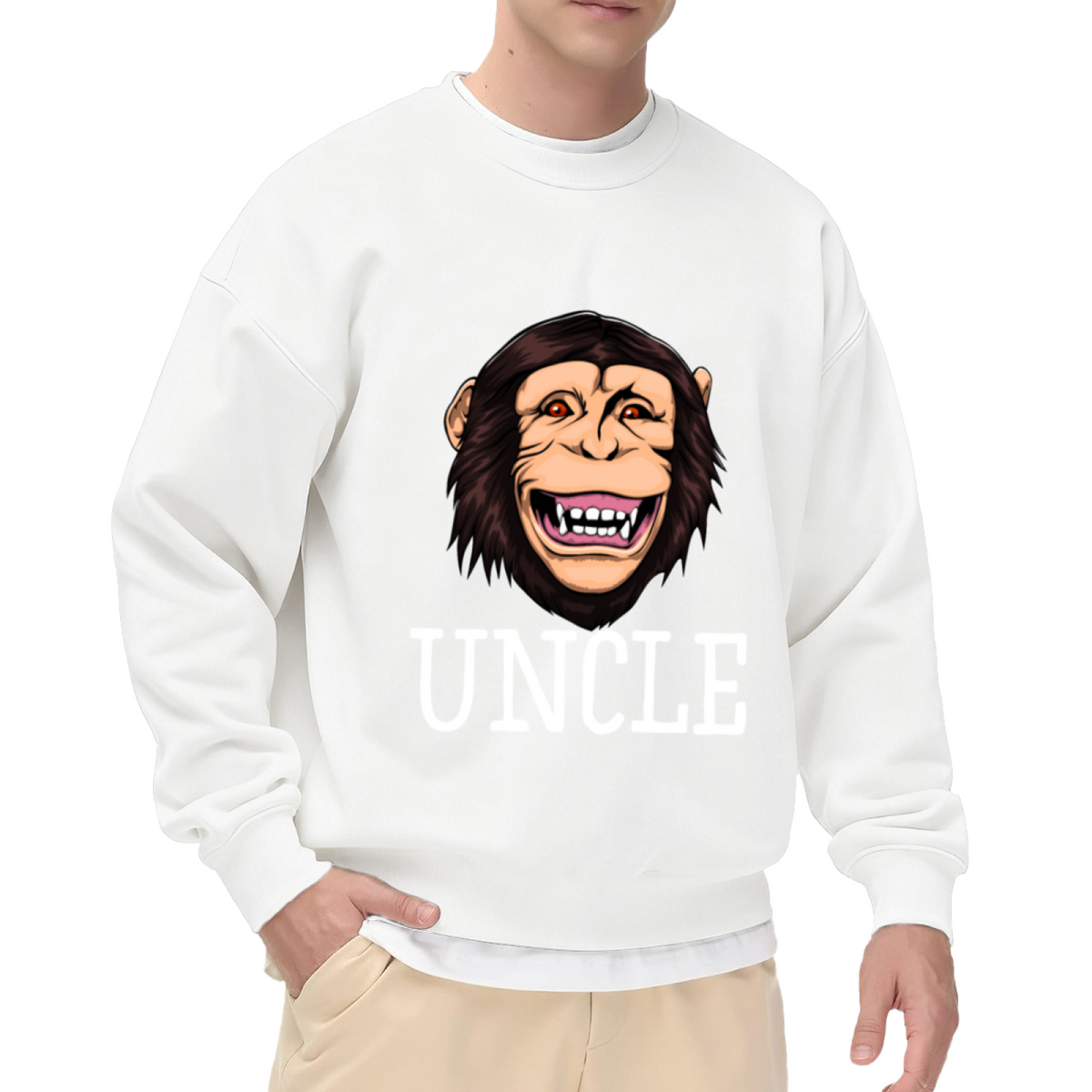 Funny Uncle Gorilla Crewneck Sweatshirt, Cartoon Monkey Graphic Pullover, Uncle Gift