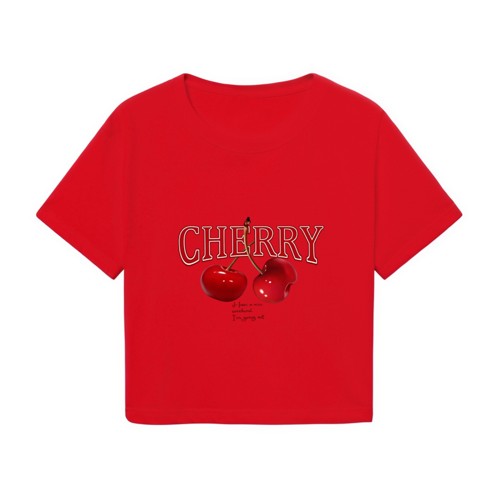 Vintage Cherry Letter Red Crop Top ¨C Sweet Fruit Retro Y2K Cropped T-Shirt