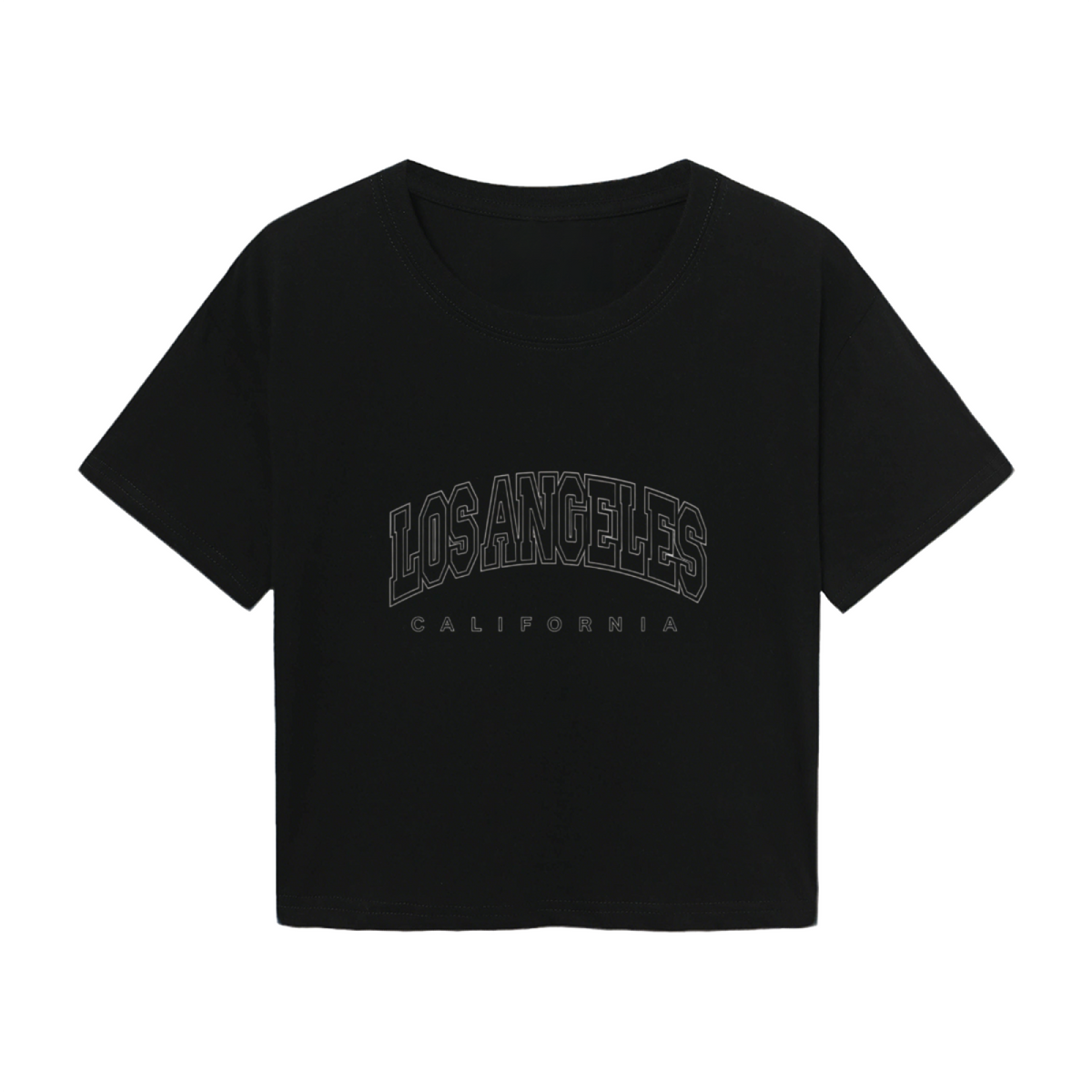Vintage Los Angeles California Black Crop Top ¨C Dark Varsity City Graphic Tee